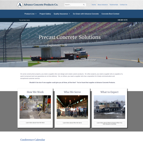 Advance Concrete Products Website