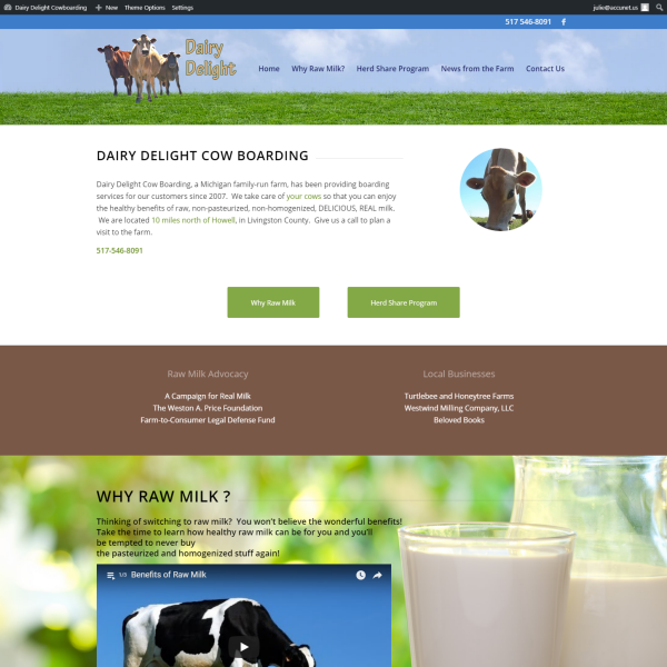 Dairy Delight Cow Boarding Website